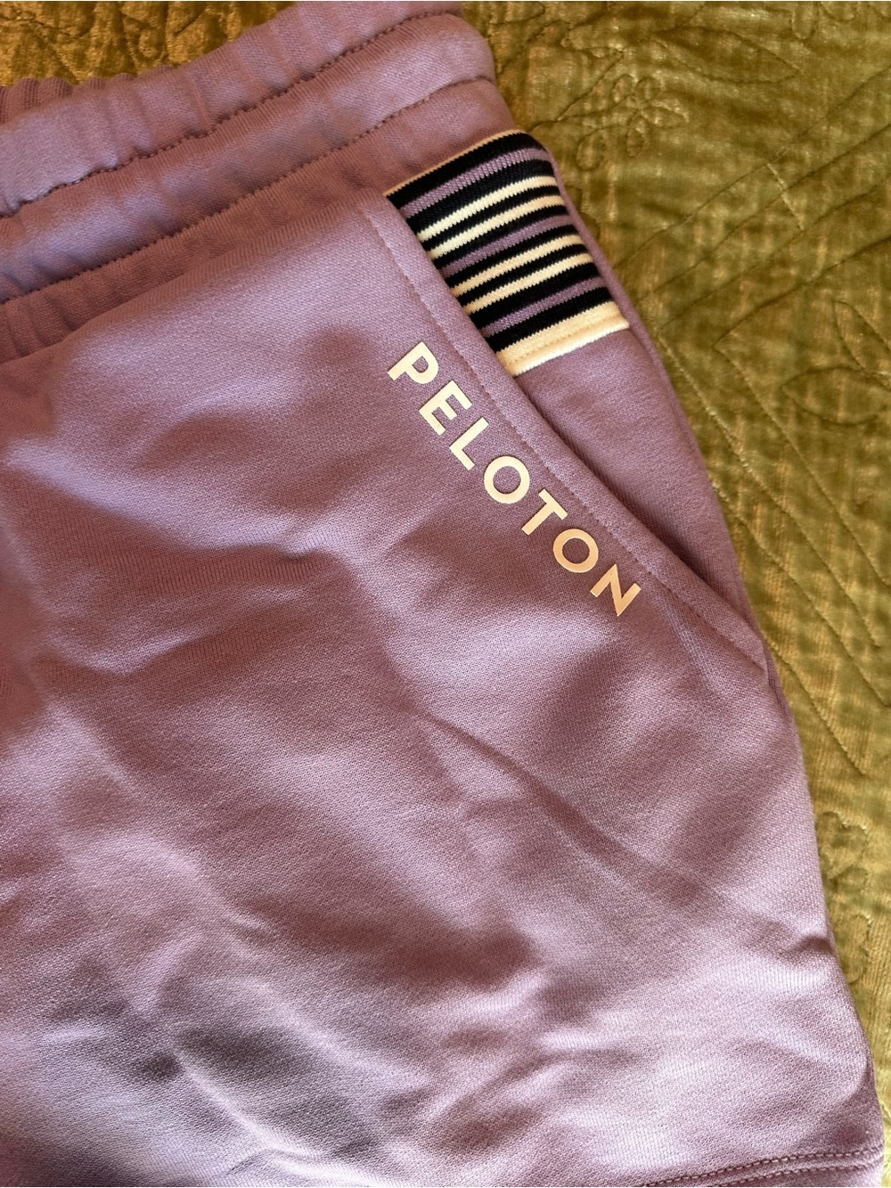 Peloton Lavender Shorts with Striped Trim